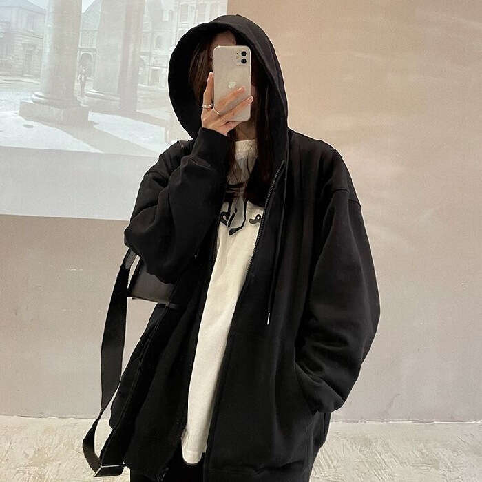 Hallowmas 260G Fish Scale Loose Oversize Hoodie Cardigan Zipper Couple Jacket Womens New Early Spring and Autumn Womens Coat Jacket Women Coat Autumn 