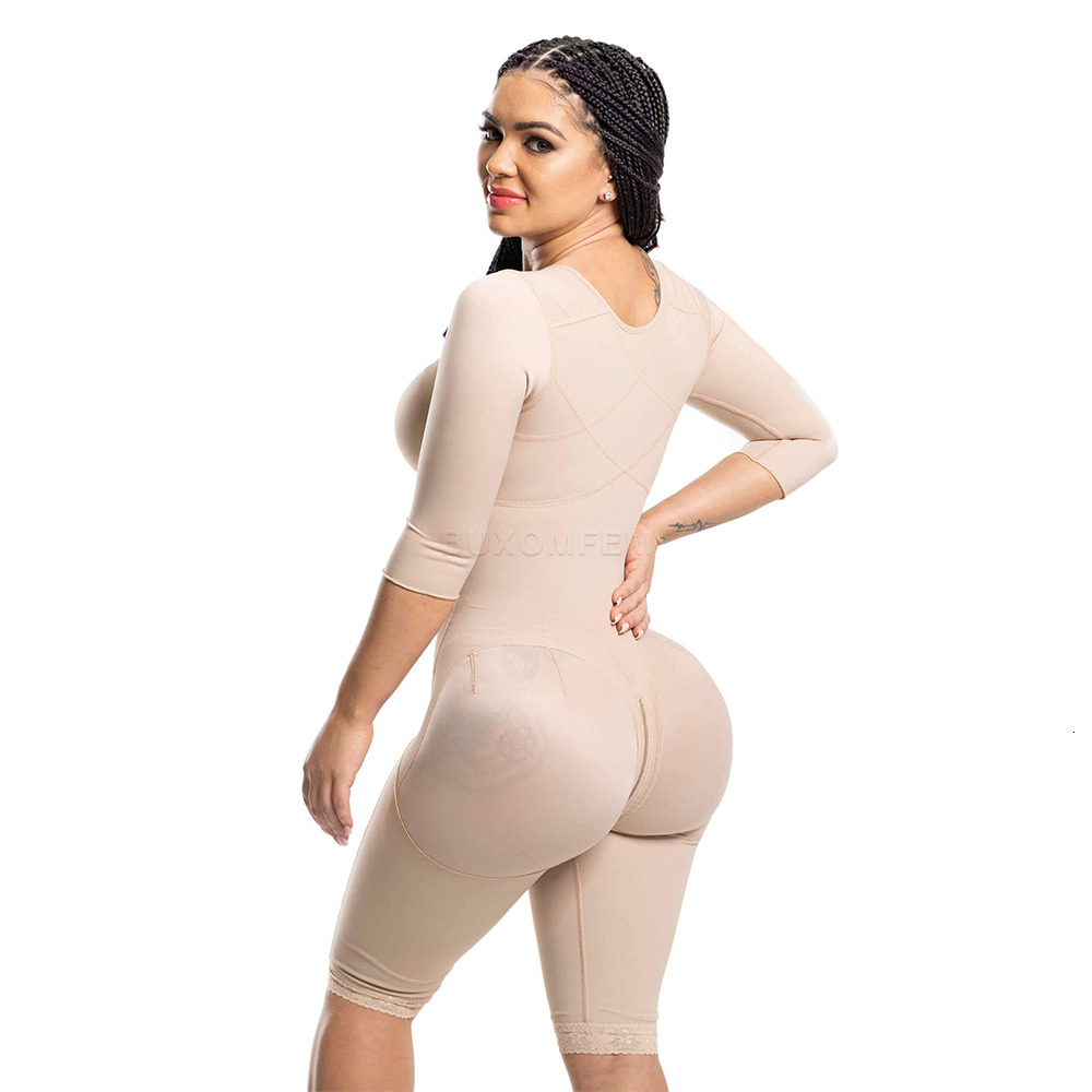 Seamless Fa Sleeves & Bra Elastic Tight Push Up Complete Body Shaper Adjustable Bodysuits With Hook Eyes Shapewear Girdle