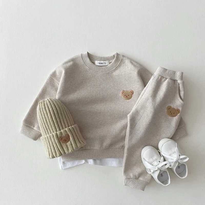 New Fashion Toddler Baby Boys Girl Fall Clothes Sets Clothing Set Kids Sports Bear Sweatshirt Pants 2pcs Suits Outfits M240920
