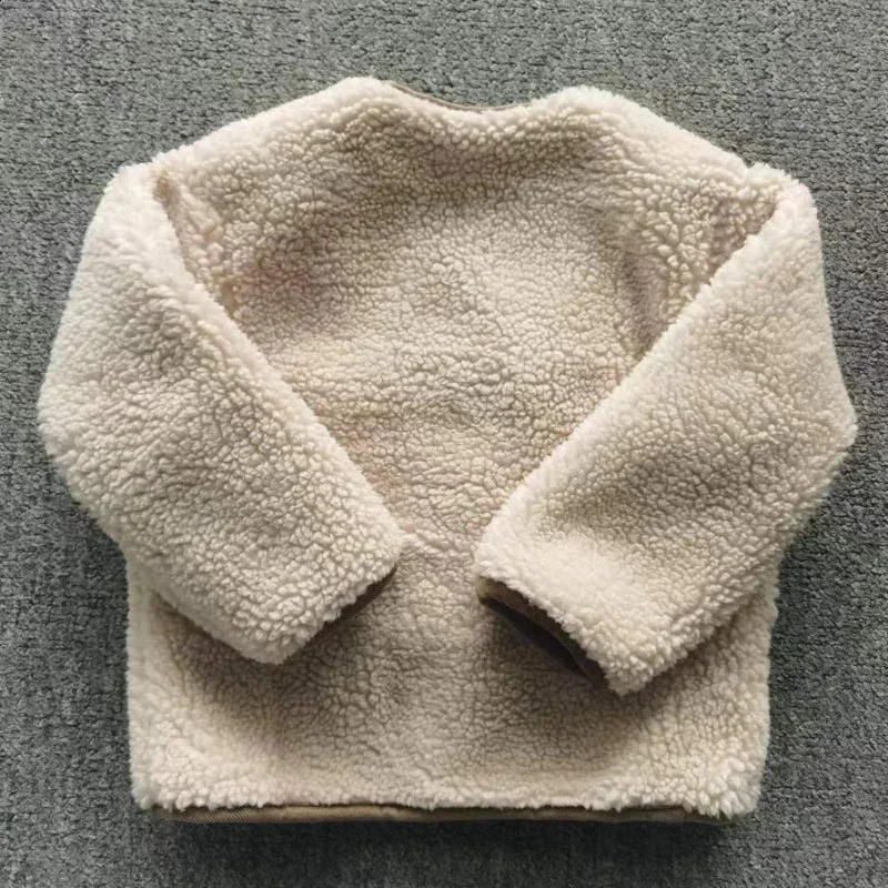 HoneyCherry Autumn/Winter Warm Childrens Jacket Double sided plaid Plush Jacket Childrens Jacket 240918