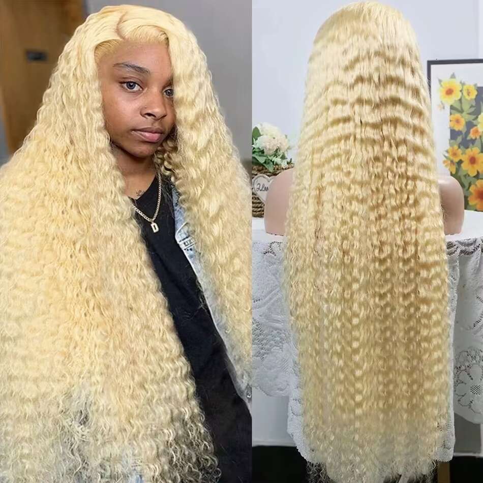 13x4 Deep Wave 613 Honey Blonde 180 Density Frontal Wigs 30 Inches Transparent 13x6 Curly Colored Lace Front Human Hair Wig