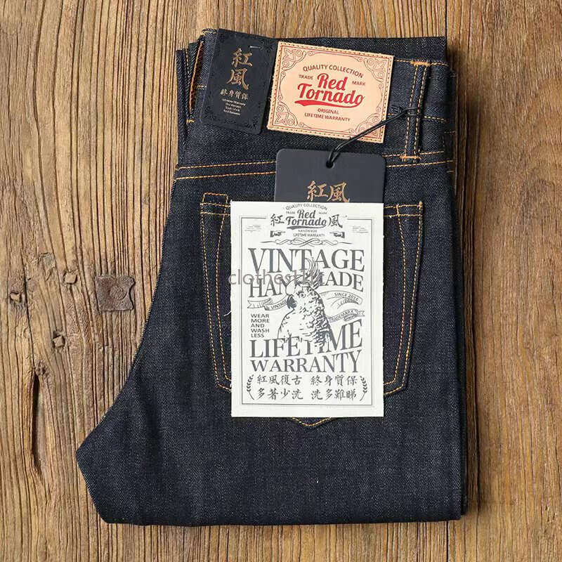 Red Tornado 16Oz Slim Fit Jeans Rinsed Pink Seedge Denim Straight Leg Pants