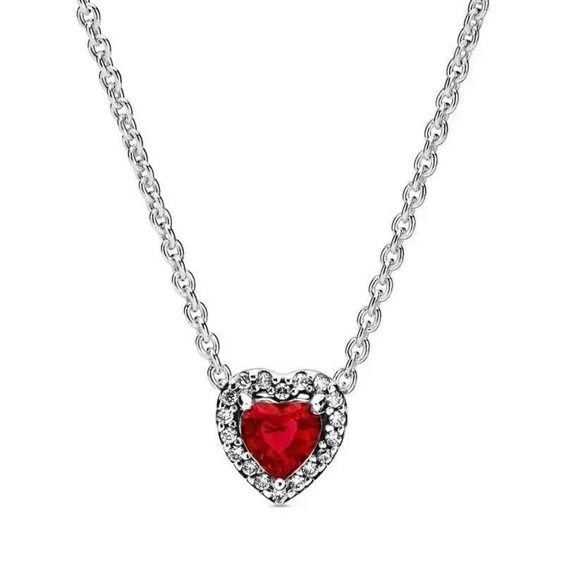New Classic Heart Necklace 925 Sterling Silver Shining Zircon Heart Pendant Necklace Exquisite Luxury Charm Women's Jewelry Gift