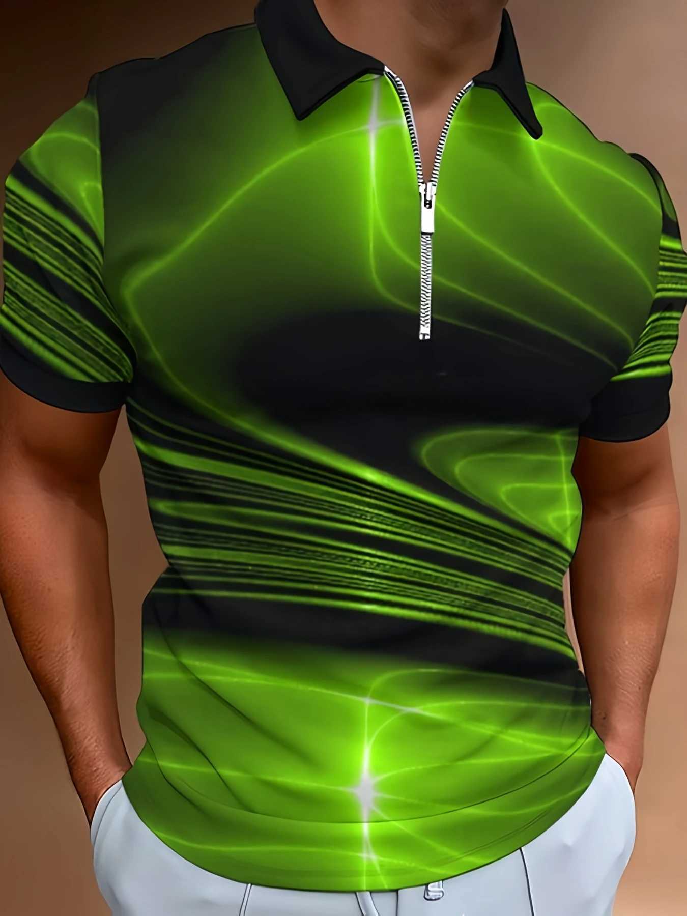 Summer Fashion Striped Polo T-Shirt Casual Mens Shirt Breathable Golf Oversized Short Sleeved Sports Top Trend StreetwearX240920