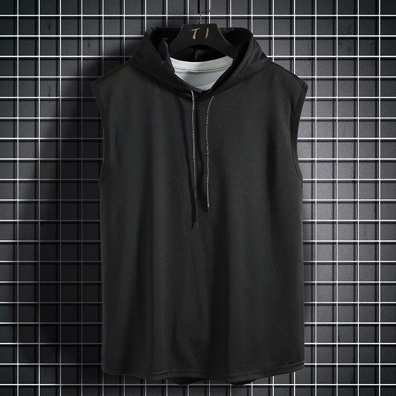 Summer Gym Tank Men Hooded Sleeveless Shirt Bodybuilding Top Fashion Hip Pop Vest Sweatshirt Fiess Singlets Man Clothing