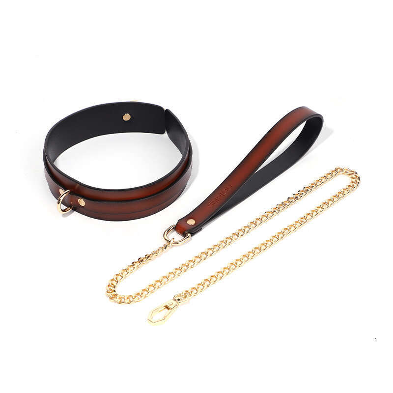 Sex SM Props Female Slave Training Traction Neck Set Pattern Metal Buckle Genuine Leather Sex Collar Alternative Adult Products