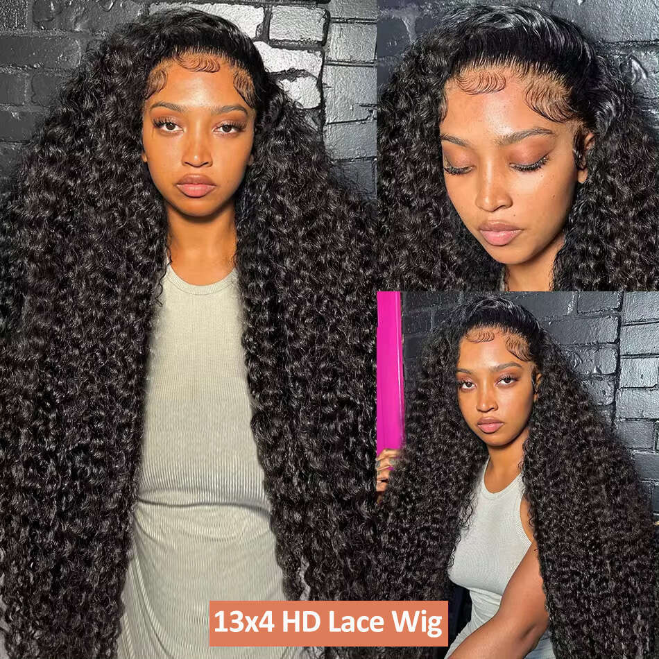250 Density 13x6 HD Deep Frontal Wig 30 40 Inch Water Wave Curly 13x4 Lace Front Human Hair Glueless Wigs For Women