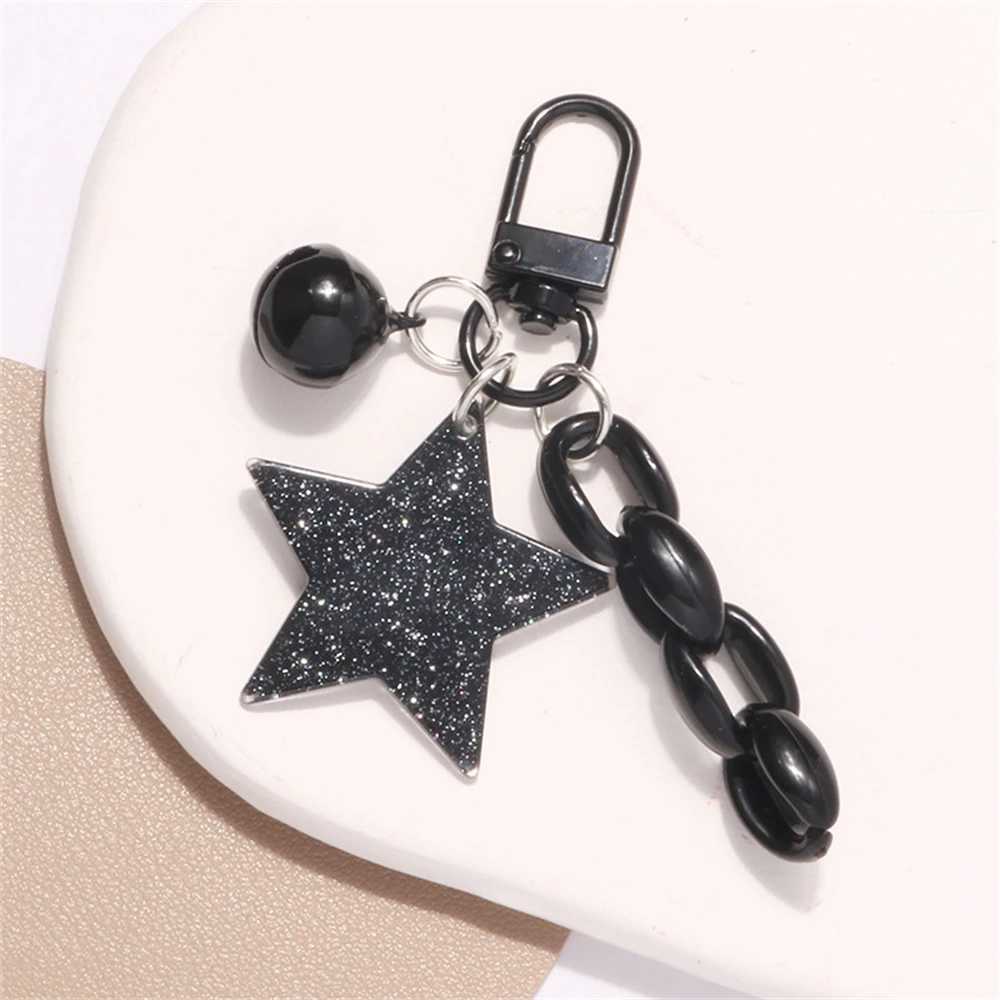 Glitter Stars Acrylic Keychain Bell Pendant Keyring for Girls Backpack Charm Headphone Case Accessorie Creative Friendship GiftsX240919