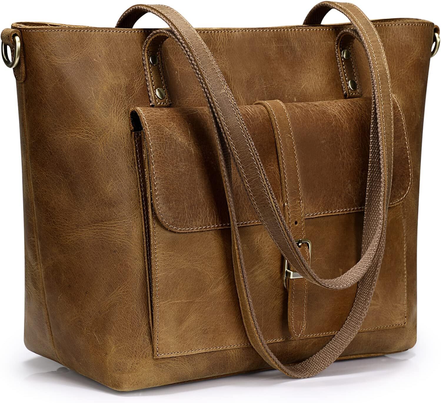 Women Vintage Genuine Leather Tote Bag Large Shoulder Purse Work Handbag