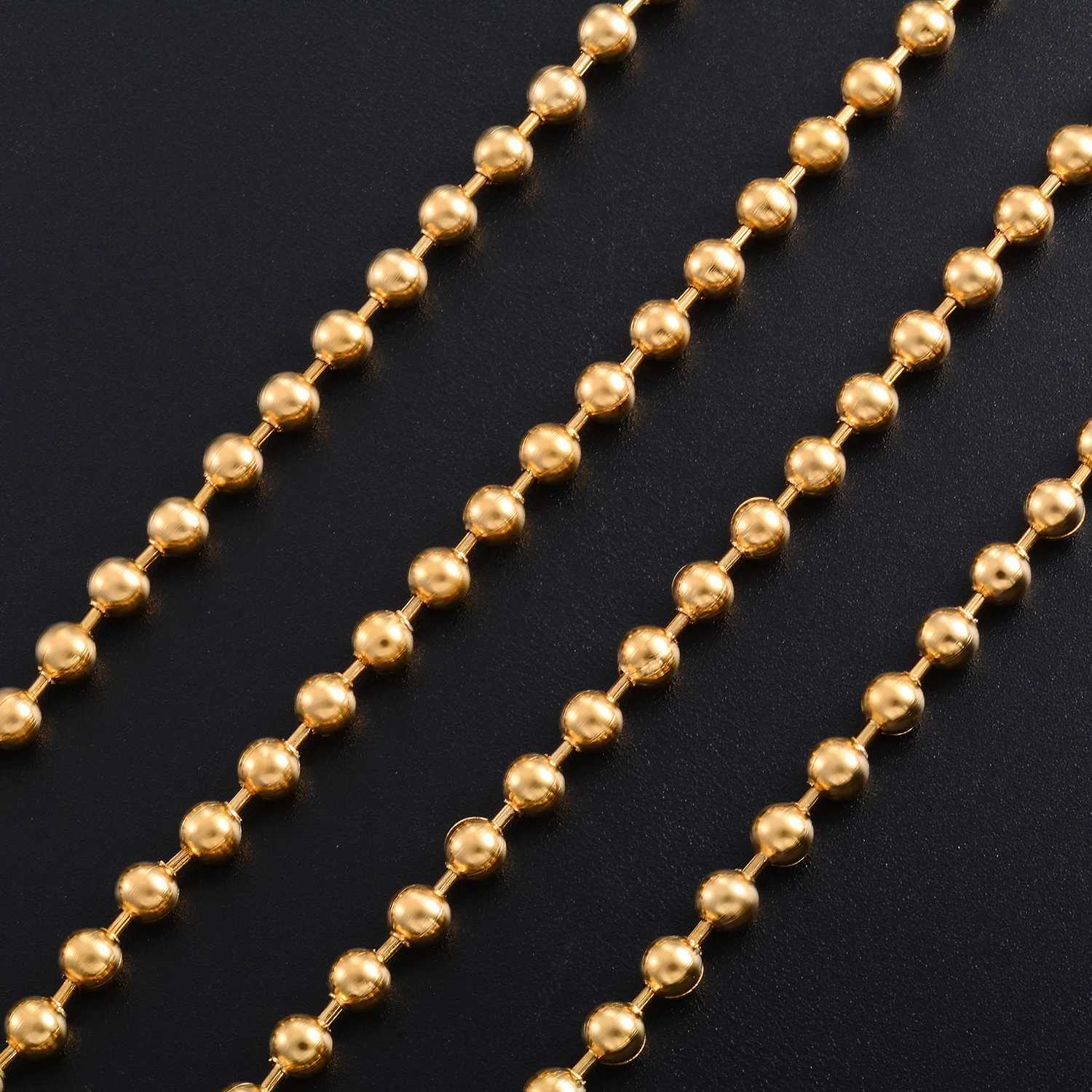 1.2mm-4.0mm Gold Color Stainless Steel Ball Chain Round Beads Necklace Jewelry Accessories for PendantX240919