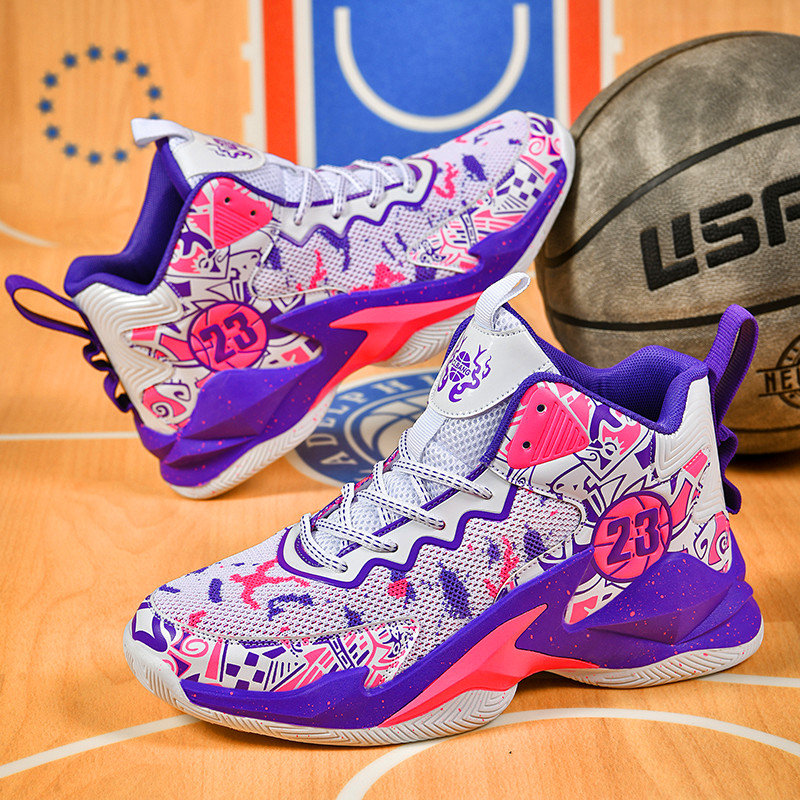 Youth fashion cushioning basketball shoes breathable mesh comfortable non-slip wear-resistant sneaker training shoes