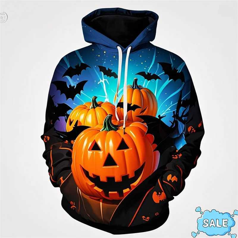 Harajuku 3D Halloween Day Printing Hoodies Men All Saints Day Pumpkins Graphic Hooded Hoody Fashion Funny Pullovers Hoodie Tops Y240920