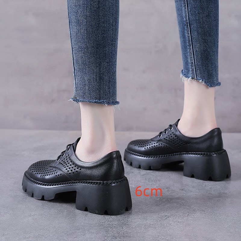 Genuine 2023 Leather For Fashion Square Heel 6cm Spring Women Shoes Lace up Rubber Sole New Woman Summer Shoe a3b0