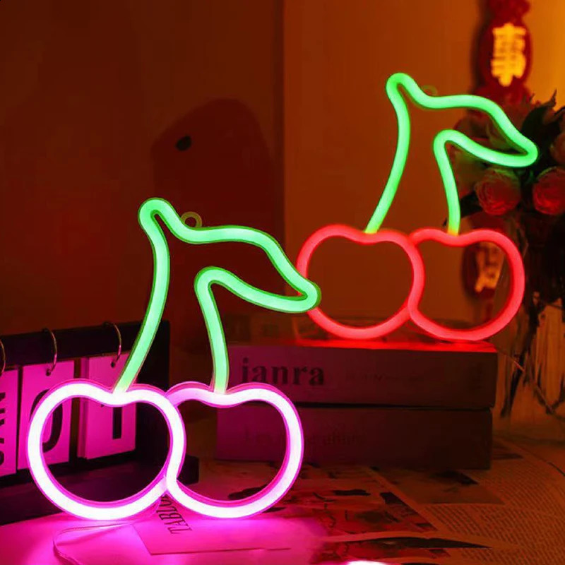 LED Neon Sign Lamp Banana Cherry Shaped Fruit Restaurant Wall Neon Light for Party Wedding Shop Birthday Home Decoration 240920
