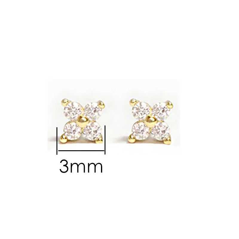 Dainty Flower Stud Earrings for Women perforated cartoon earrings cute zircon gold womens aesthetic jewelry gift KCE038 W240919