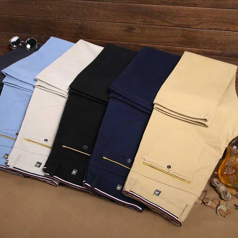 Classic style mens spring and summer thin casual pants fashionable business pure cotton solid color office pants high-quality mens pants W240919