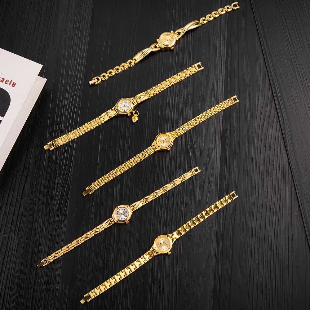 2023 Fashion Gold Vintage Watch for Women Luxury Elegant Quartz Watch Womens Pattern Bracelet Casual Wristwatches Reloj MujerX240920