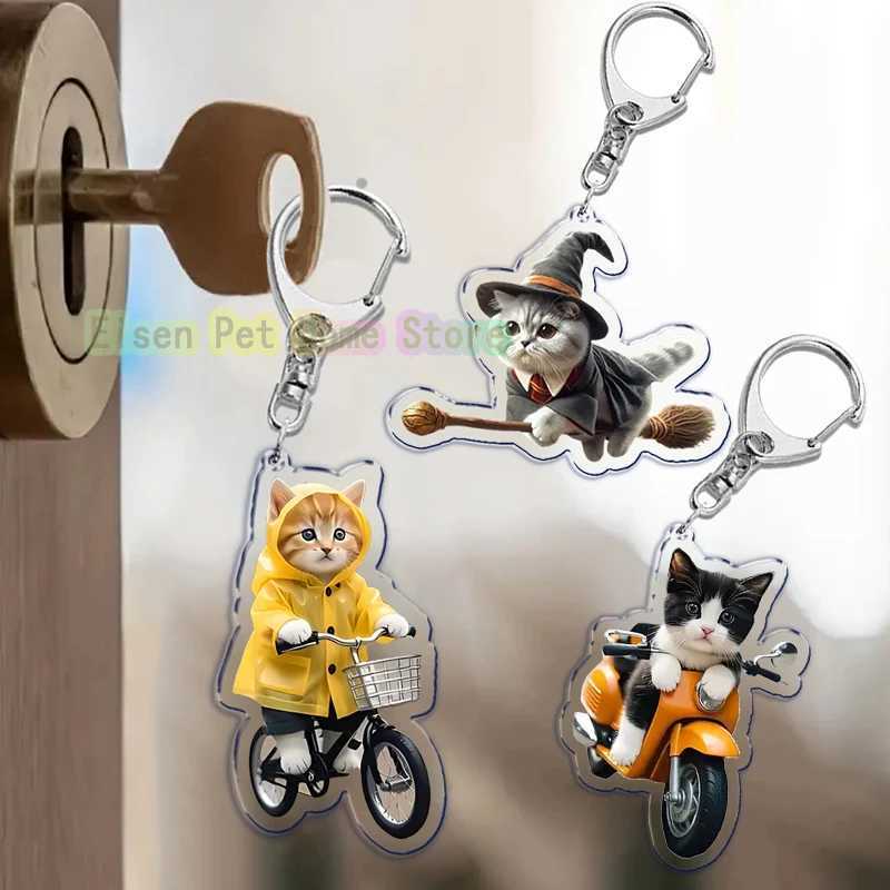 Funny Cat Key Chain Keychains Ring for Accessories Bag Pendant Keyring Jewelry Cute Animal Pet Llaveros Friends Gifts Cool CatsX240919