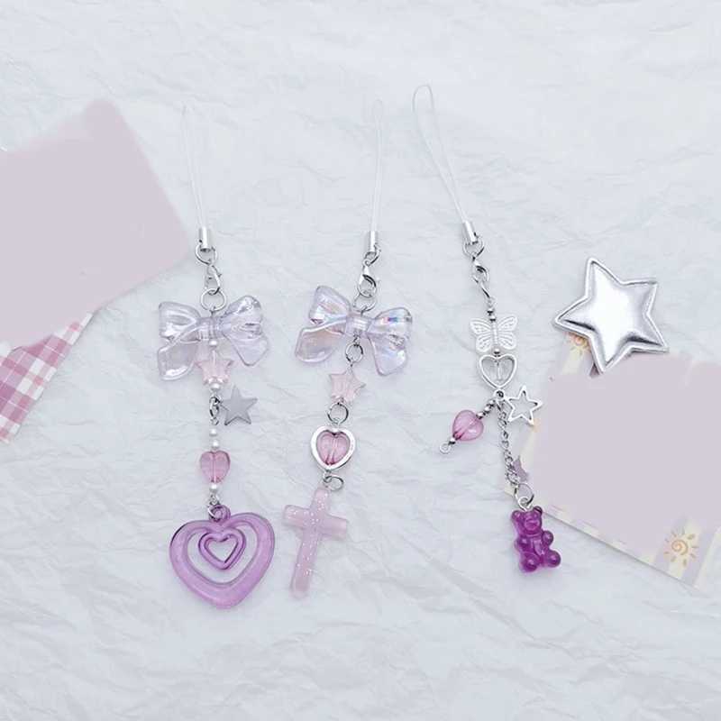 Resin Strawberry Keychain Acrylic Bowknot Phone Charm Handmade Bowknot Phone Jewelry Resin Bowknot Keychain for Party DailyX240919