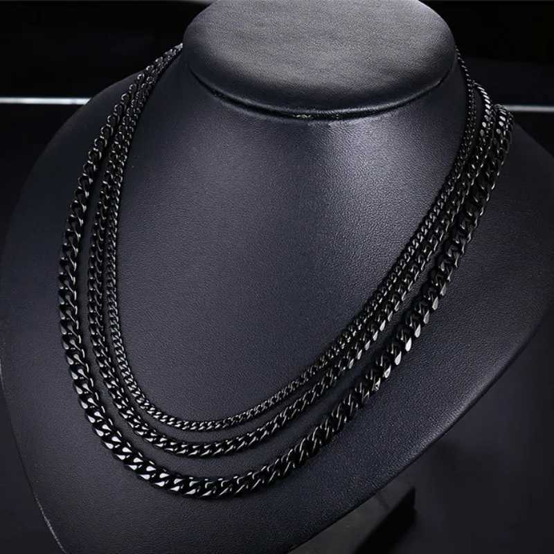 3MM5MM7MM Cuban Link Chain Stainless Steel Necklace Waterproof 18 K Gold Plated Punk Men Women Jewelry DIY Accessories USENSETX240919