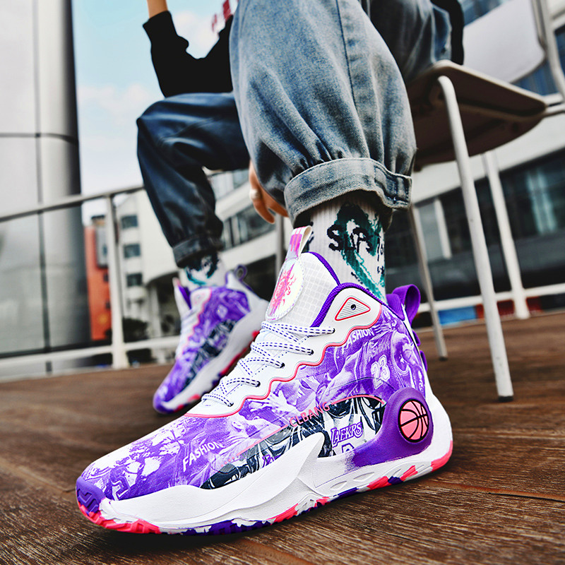 Shock-absorbing jumping men's high-top thick-sole sneakers 2024 new exquisite fashion basketball shoes