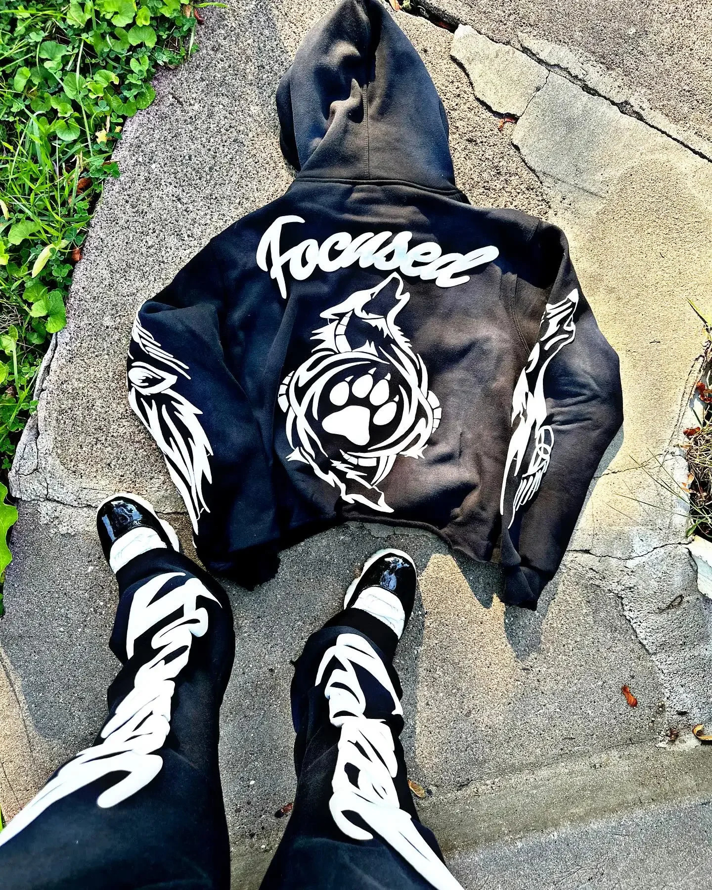 Forest Wolf High End Streetwear Y2k Hip Hop Graphic Foaming Print Oversized Hoodie Sweatshirt Men Punk Rock Gothic Clothes 240919