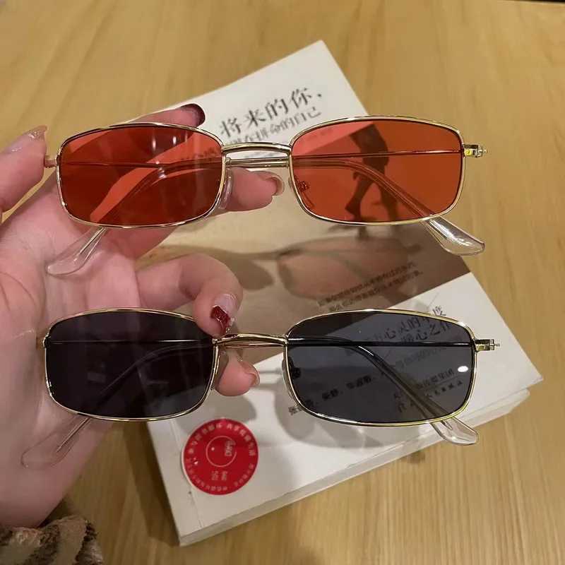 Trendy Vintage Metal Frame Sunglasses Small Rectangle Square UV400 Sun Glasses Fashion Retro Colorful Lens Men Women EyewearX240920