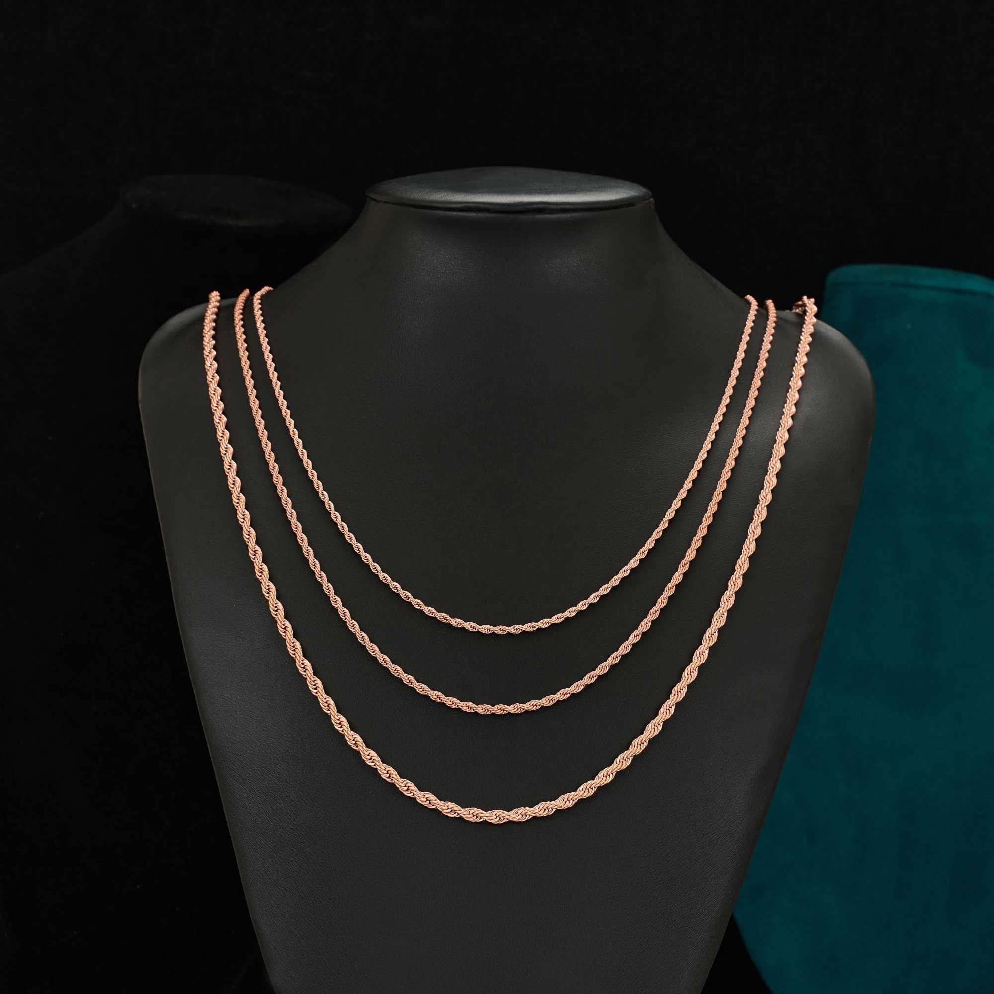 Stainless Steel Twist Rope Chains Men Women Rose Gold Color Plated Necklace Choker High Quality Jewelry Gifts 2/3/4mm WideX240919
