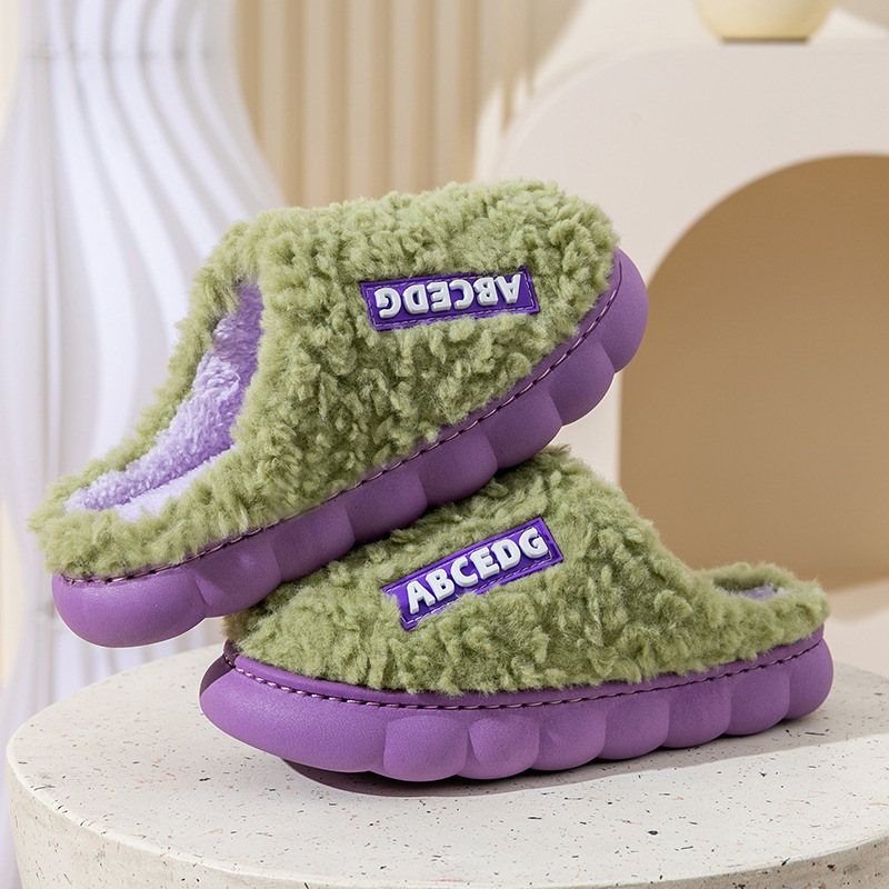 Thick Indoor Outside Boy Girl Winter Home Warm Fluffy Slippers High Heels Fur Cotton Shoes Ladies Couples TG07
