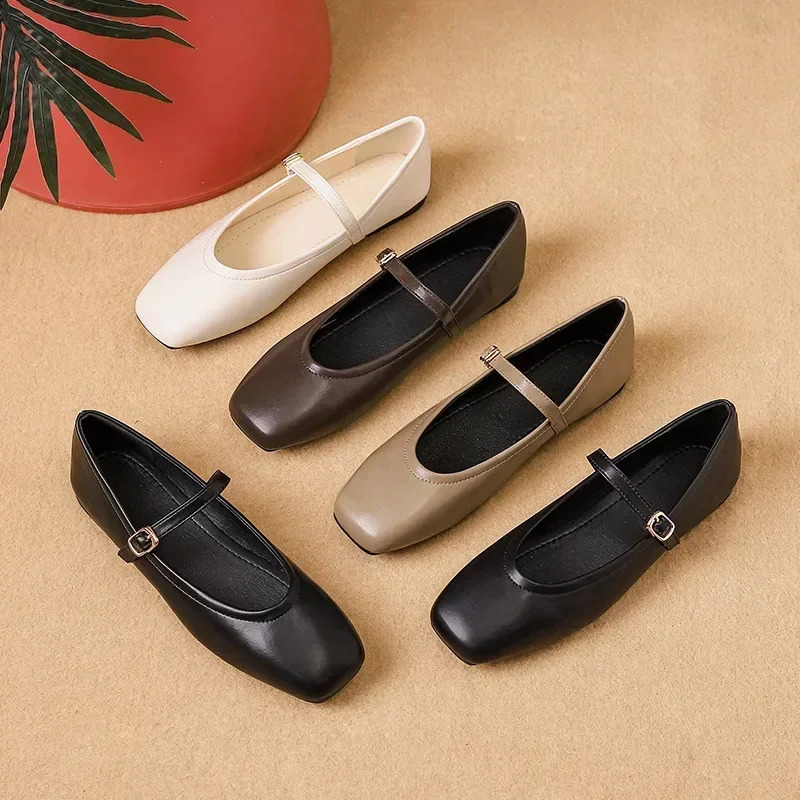 Womens Apartment Fashion Square Toe Shallow Mary Jane Shoes Soft Casual Ballet Shoes Bounce Back Shoes Zapatillas Inkless Shoes 240919