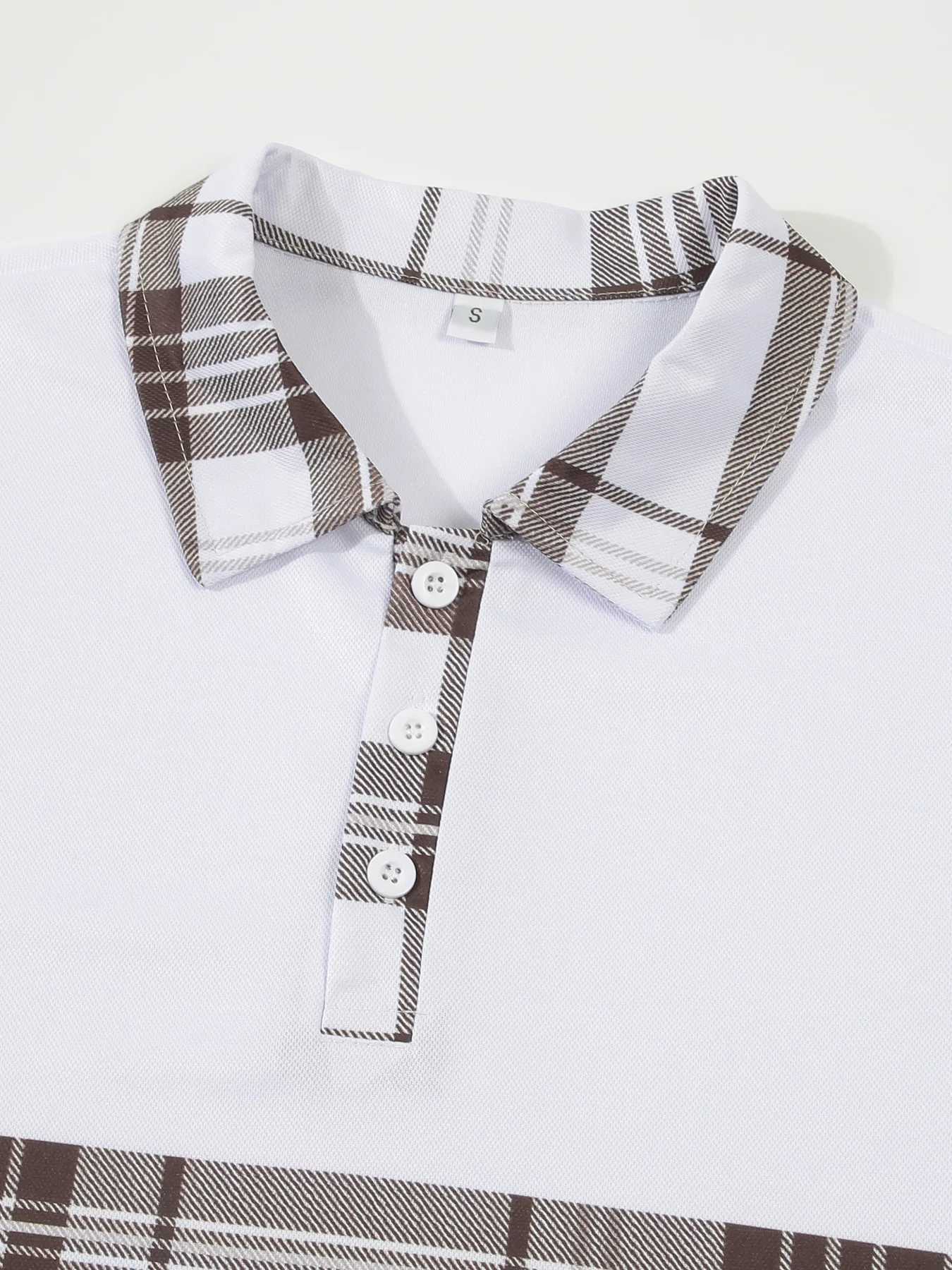 Summer new mens fashion casual polo shirt short sleeve striped button Waffle T-shirt breathable topX240920