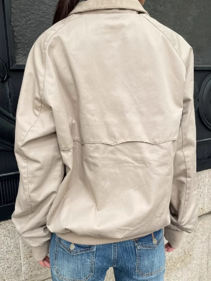 Streetwear Solid Vintage Jacket Woman Buttons Stand Collar Pocket Red Plaid Long Sleeve Parka Coat Autumn Fashion Y2k Jackets 240920