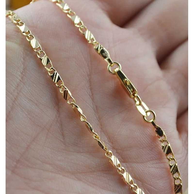 Exquisite 18K Genuine Gold Filled Golden Necklace Chain Blade Chain Necklace 16inch 3MM 16 to 30X240919