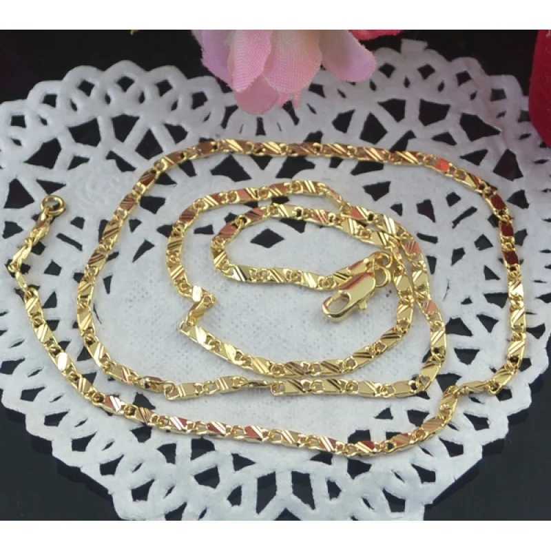 Exquisite 18K Genuine Gold Filled Golden Necklace Chain Blade Chain Necklace 16inch 3MM 16 to 30X240919