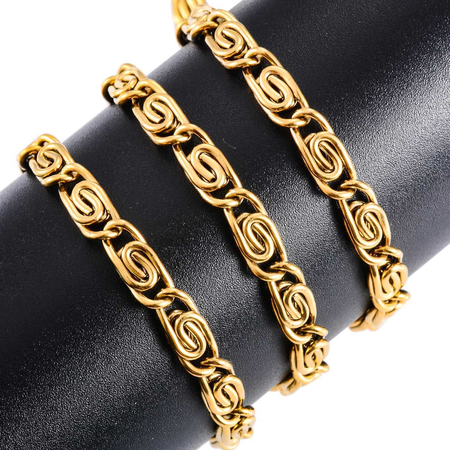 Stainless Steel Paperclip Shape Link Chain Necklace 1.8/2.8/3.8/4.4/5.4mm for Women Men Gold Color Hip Hop Choker JewelryX240919
