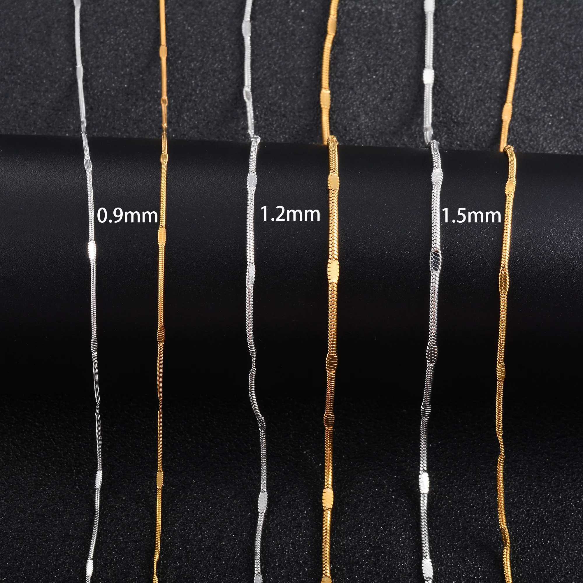Men Round Snake Chain Press Polish Stainless Steel Thin Necklace for Women Ladies Choker Gold/Silver Color Jewelry AccessoriesX240919