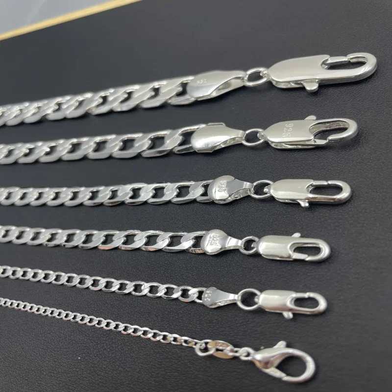 Mens 925 Sterling Silver Necklace 2/4/6/8/10/12MM 40-75cm Face Chain Necklace Lobster Clasp Men Women Engagement Jewelry GiftsX240919