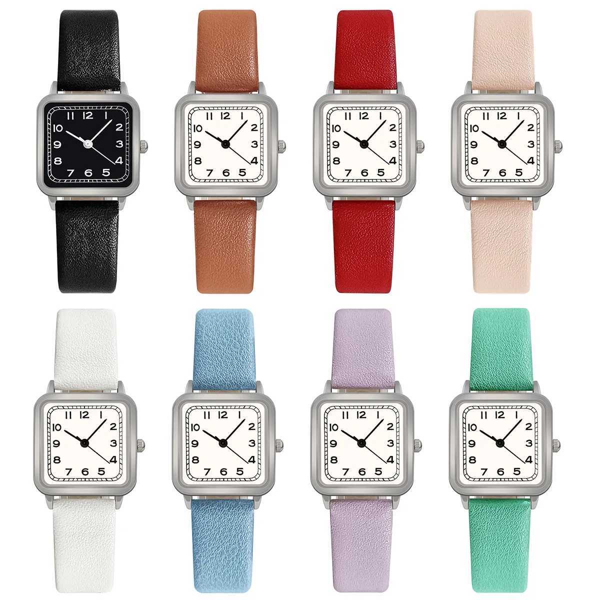 Hot Sale Woman Quartz Watch Leather Strap Square Dial Student Luxury Gift Wristwatches Dropshipping Relojes Para MujerX240920
