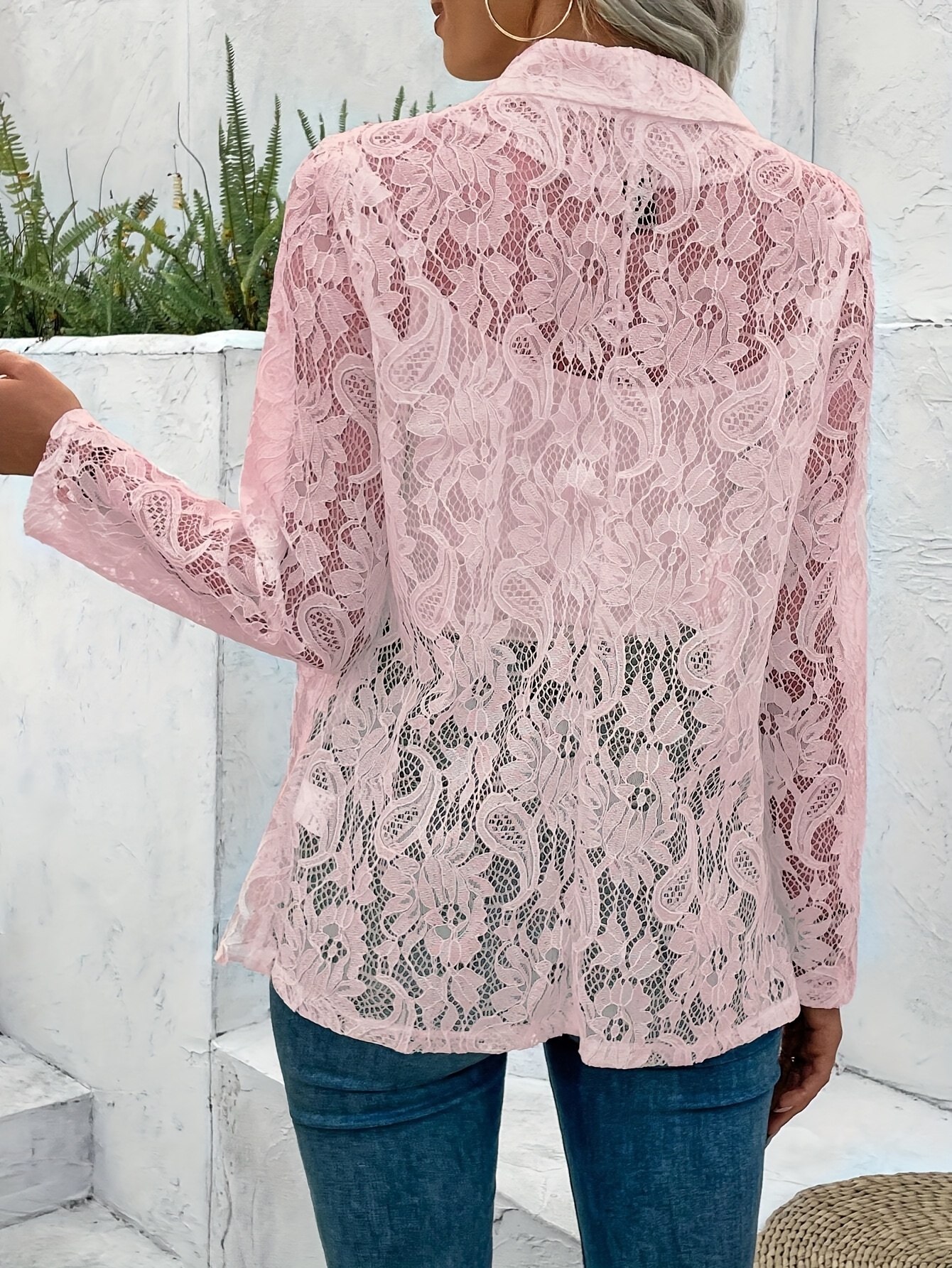 New Lace Shirt Spring Summer Womens Solid Color Jacket Coats Long Sleeve Simple Hollow Design Fashion Versatile