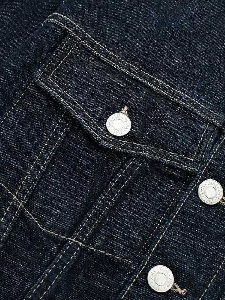 Willshela Women Fashion With Pockets Denim Blue Single Breasted Jackets Vintage Lapel Neck Long Sleeves Female Chic Lady OutfitsX240920