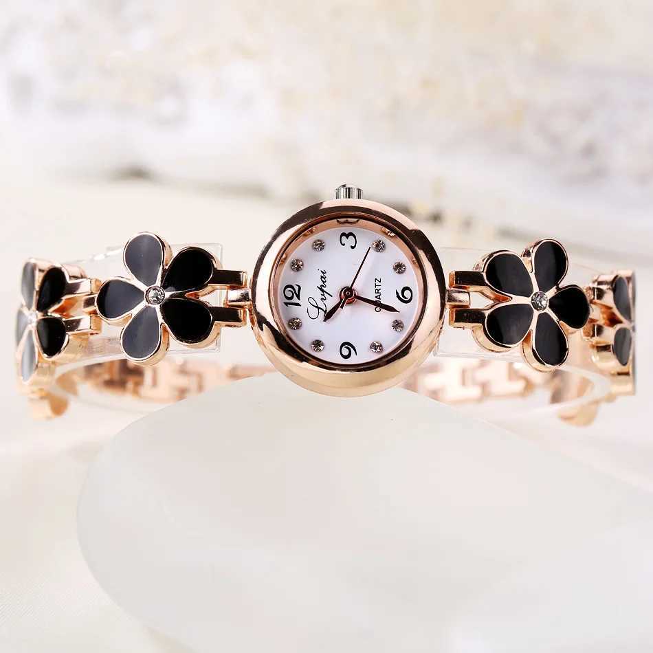 Fashion Small Watches Women Luxury Rhinestone Flower Bracelet Stainless Steel Watchband Dress Female Clock Relojes Para MujerX240920
