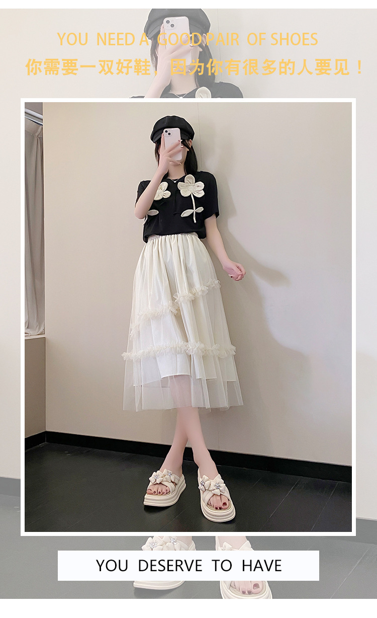 One word for outdoor wear 2024 summer new women's shoes casual and trendy, thick sole height increasing plus size cool slippers