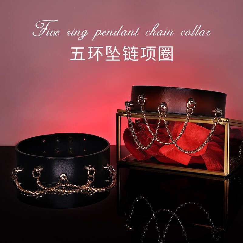 High end sex SM prop five nail chain sex collar traction female slave training restraint neck cover adult products