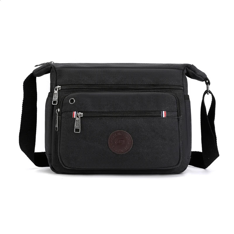 Mens canvas cross body bag travel leisure highquality outdoor handbag school retro zipper messenger shoulder 240919