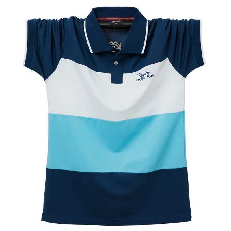 Stripe Polo Shirt Men Big Size 6XL Short Sleeve Polo Shirts Summer Breathable Color Contrast Cotton Tops Plus Size 5XL 6XLX240920