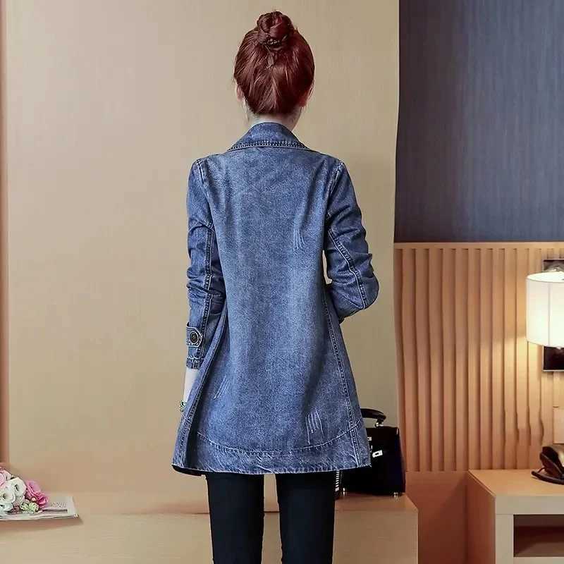 Denim Jackets Womens Spring Autumn New All-match Fashion Loose Casual Jeans Jackets Long Large Size Slim Elegant OutwearX240920
