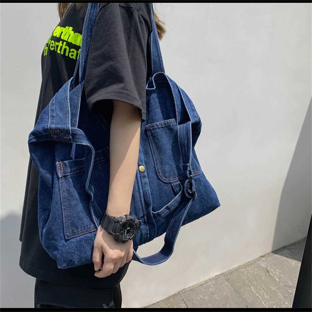 CMM Denim Large Capacity Handbag Shoulder Bag Messenger Casual Fashionable Crossbody High Quality Women Tote 240920