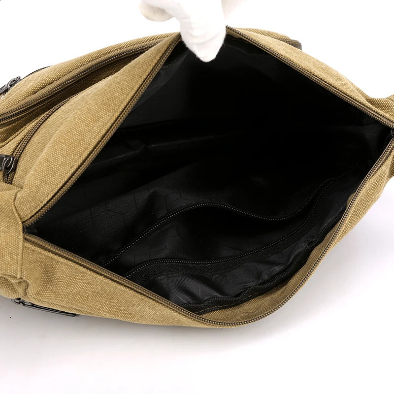Mens canvas cross body bag travel leisure highquality outdoor handbag school retro zipper messenger shoulder 240919