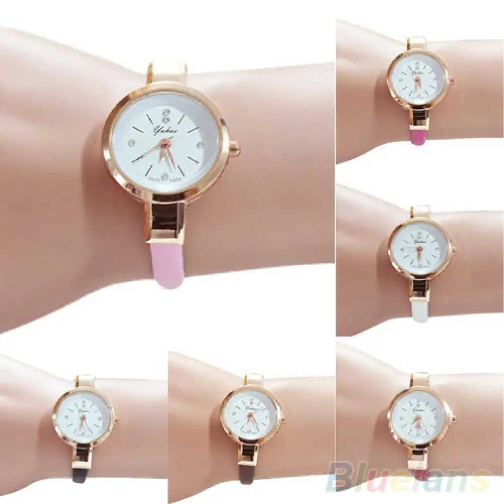 Women Wrist Watch Rhinestone Faux Leather Band Super Thin Slim Strap Clock Quartz Analog Wrist Watch Reloj Mujer Ladies WatchX240920