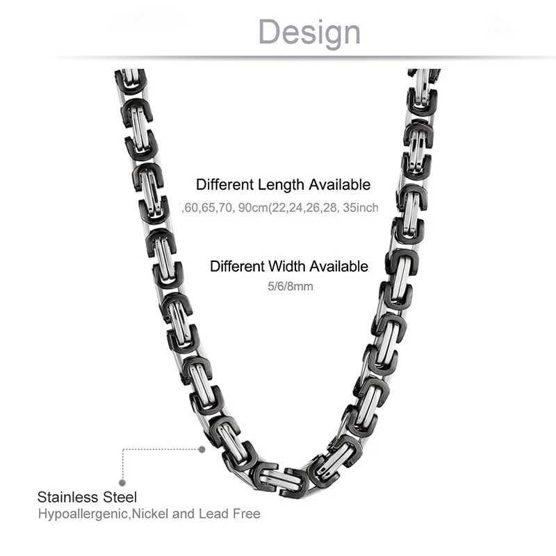 Men Stainless Steel Link Chains Necklace Multicolor Byzantine Strong Heavy Long Chain Necklaces Hip Hop man Punk JewelryX240919